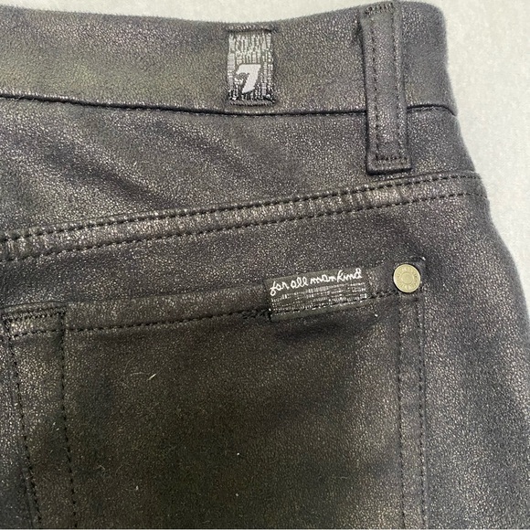 7 For All Mankind Shiny Spandex Black Skinny Pants Size 26 #1340 - Picture 5 of 12